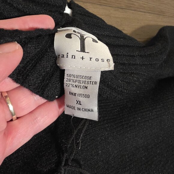 Rain + Rose Mock Neck Boxy Sweater NWT Black XL - Picture 7 of 10